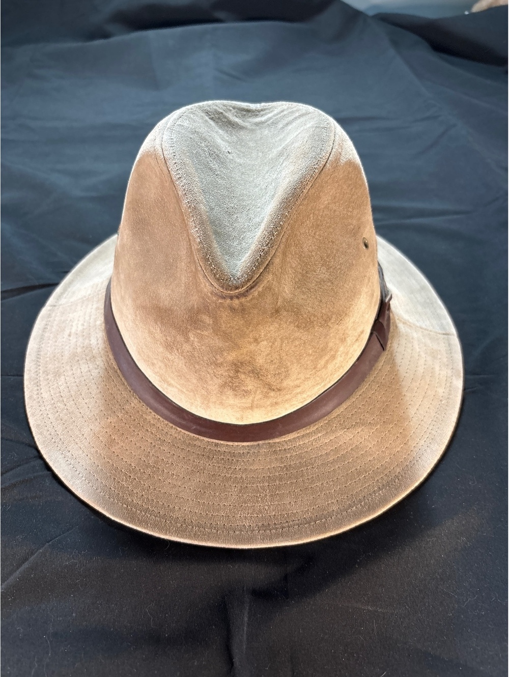Vintage Eddie Bauer Genuine Suede Leather Fedora Hat Medium Made in USA